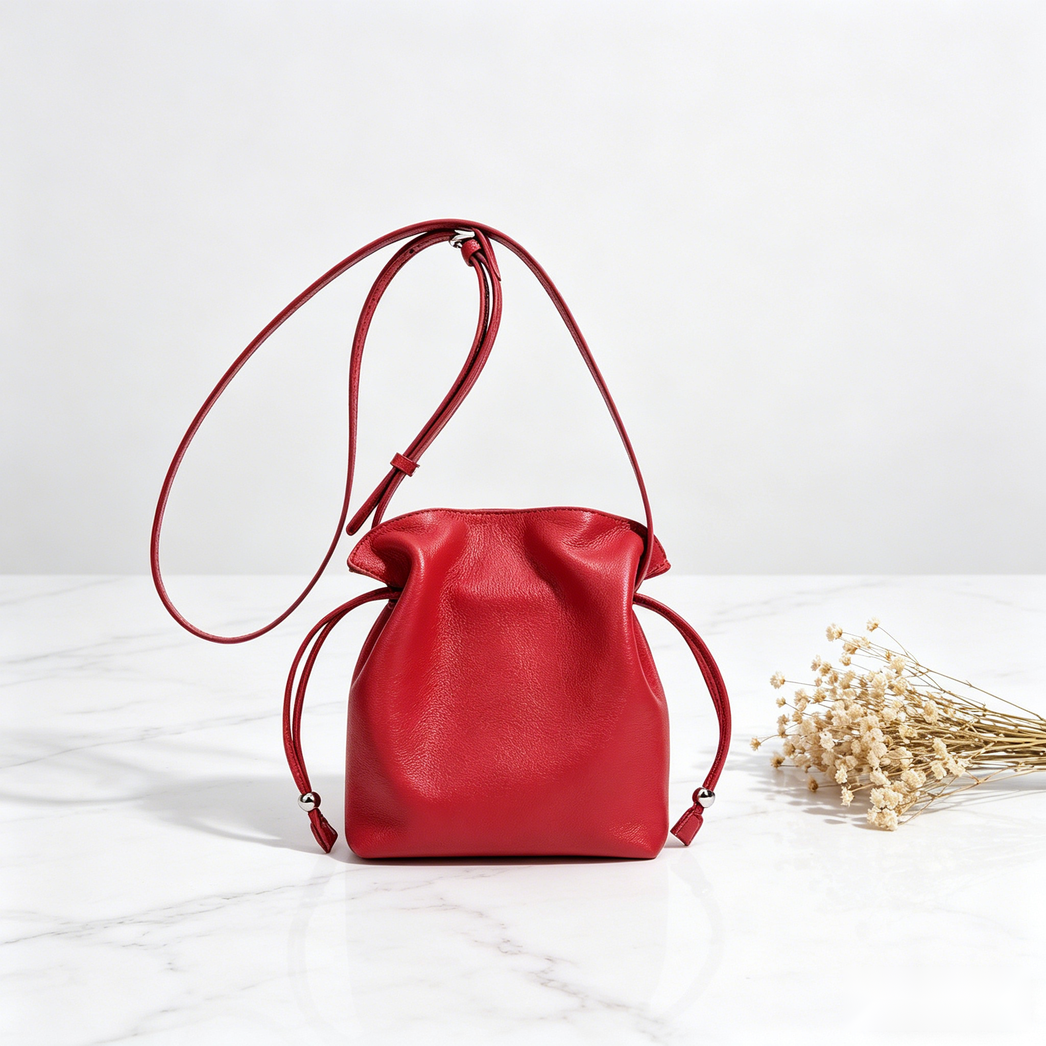 Mini Leather Bucket Bag